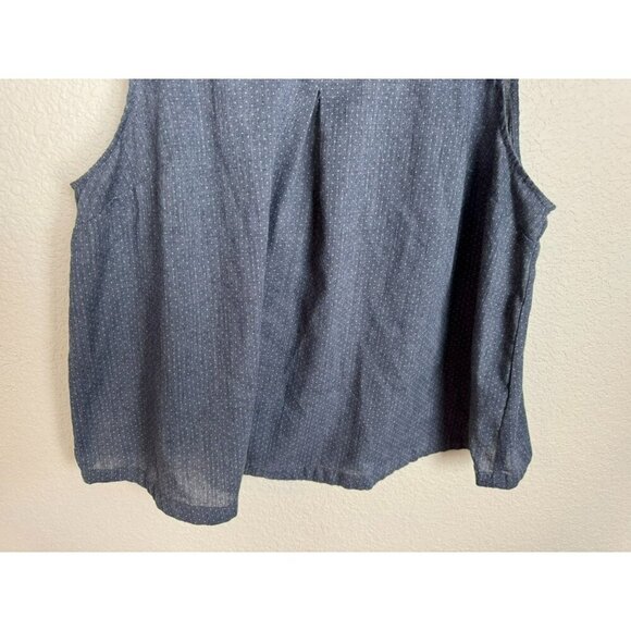 ModCloth Women's Sleeveless Top Blue White Polka Dot Flowy Size 1X Cotton - Picture 4 of 11